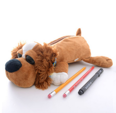 Custom Plush Animal Dog Pencil Case For Kids Gift